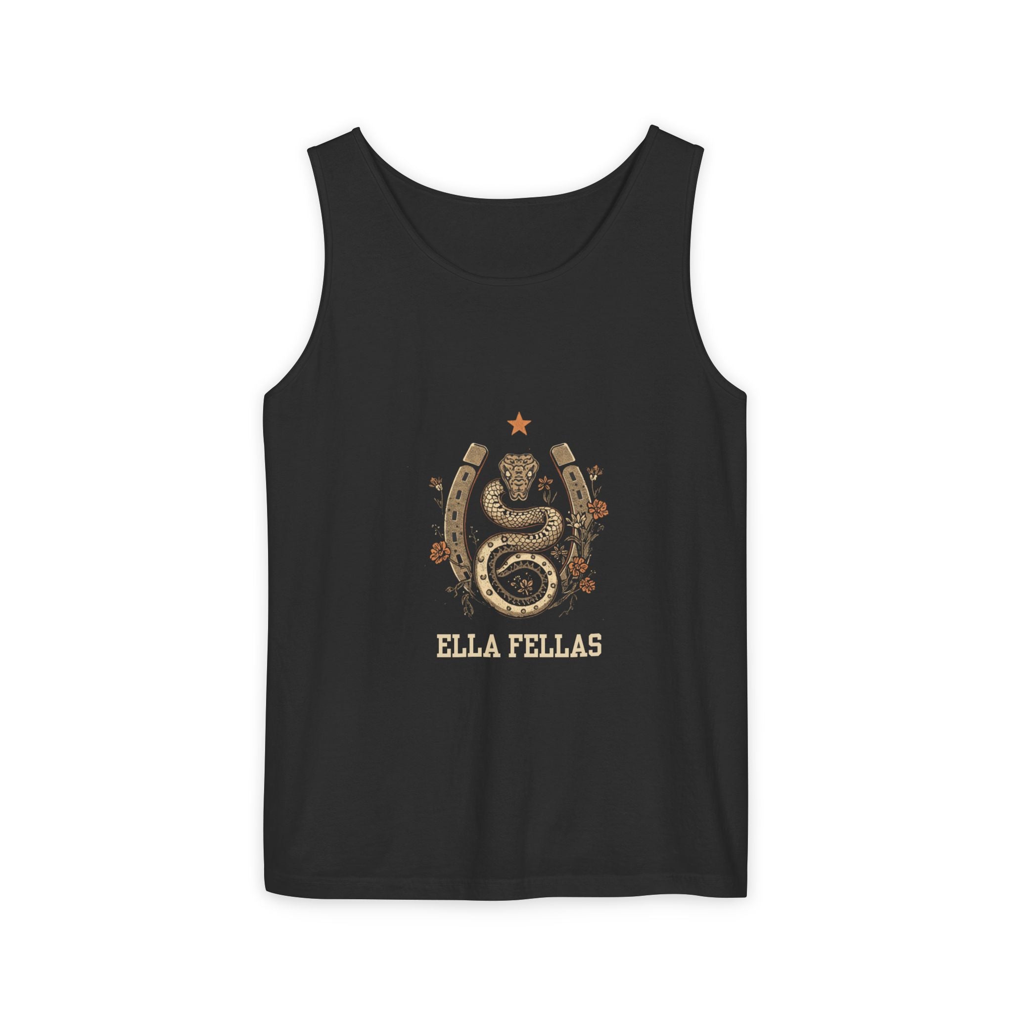 Snake and Horseshoe tank in Black — Ella Fellas