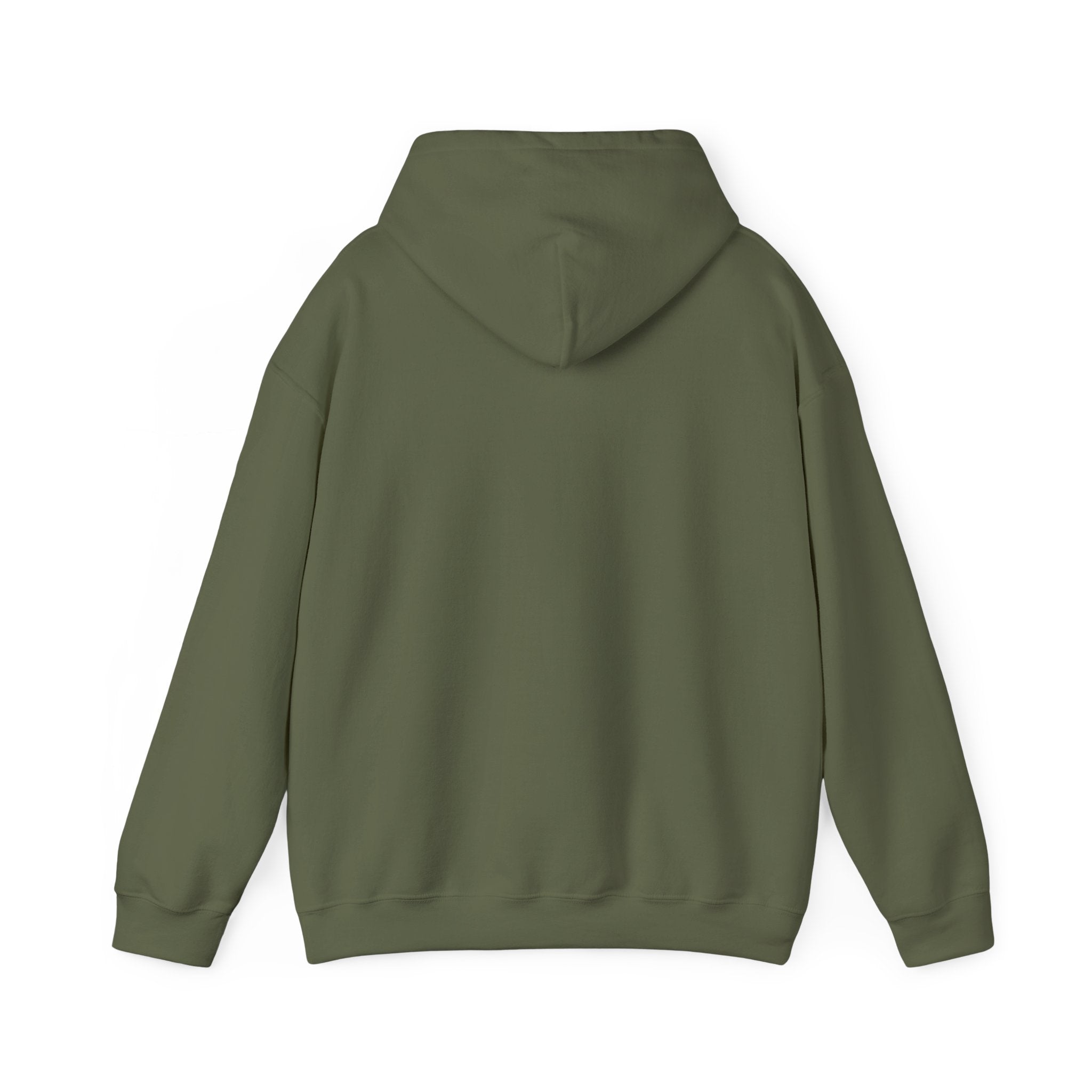 Wildflower Bouquet hoodie in Military Green, back view — Ella Fellas