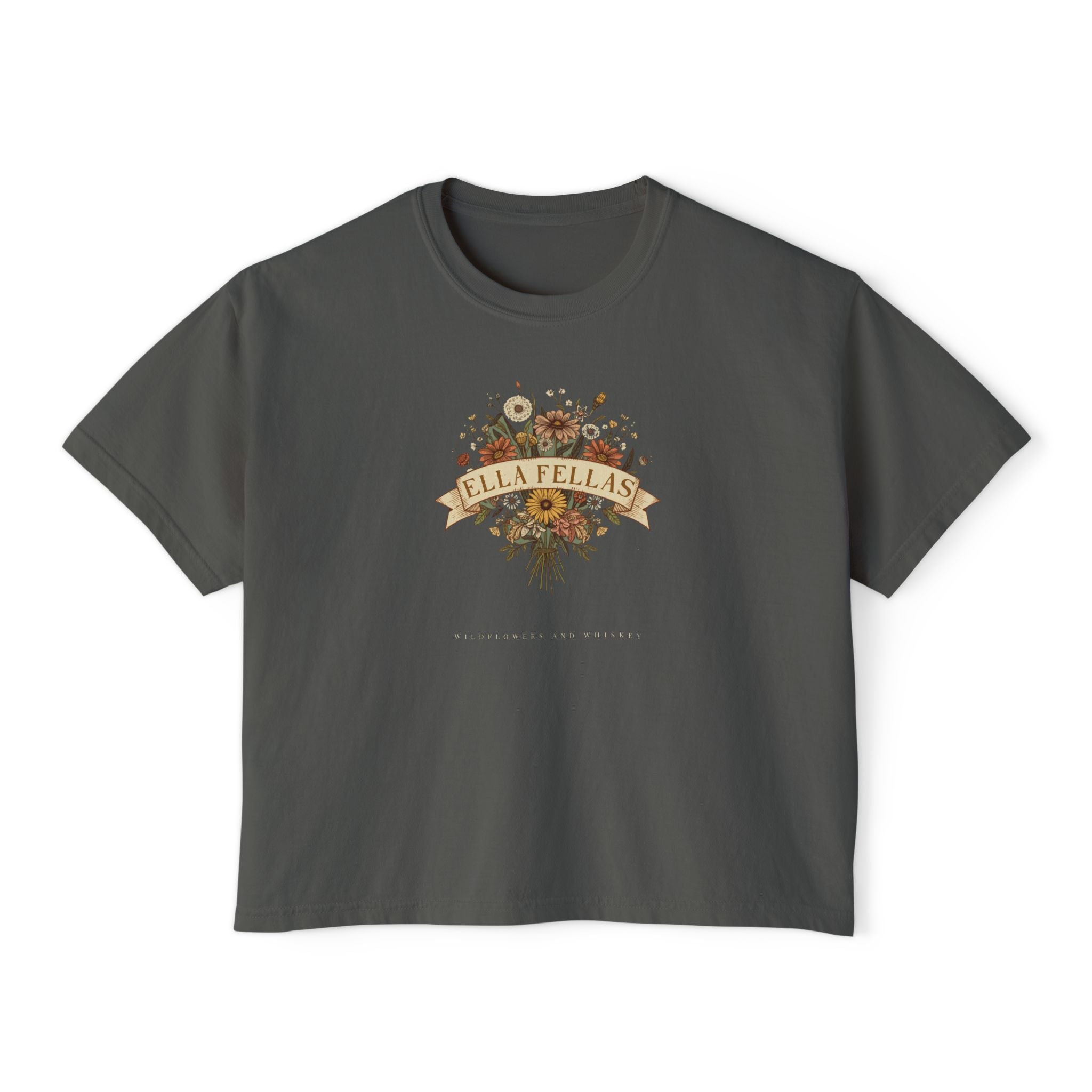 Wildflower Bouquet womens boxy tee in Pepper — Ella Fellas