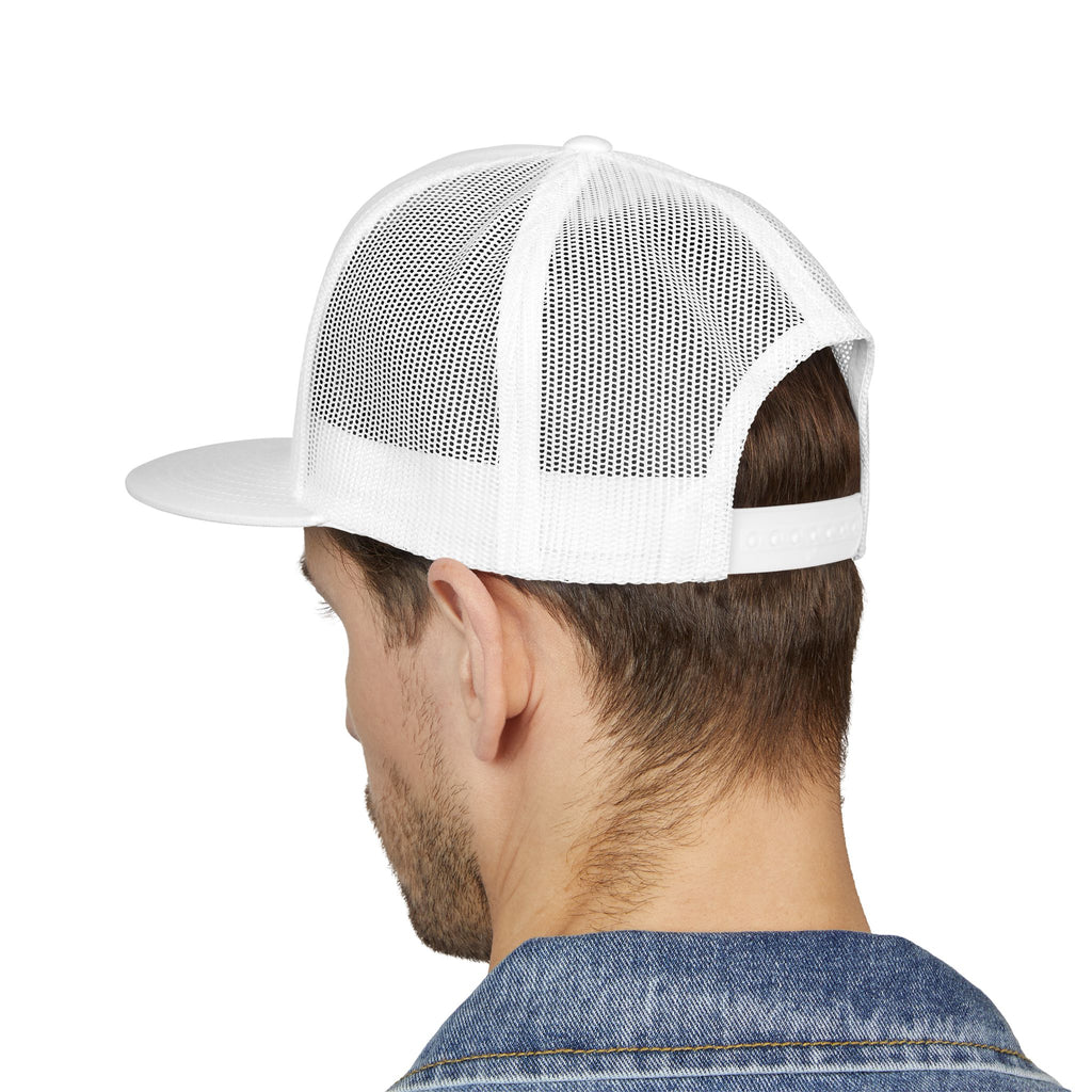 White | Longhorn Sunburst trucker cap model back