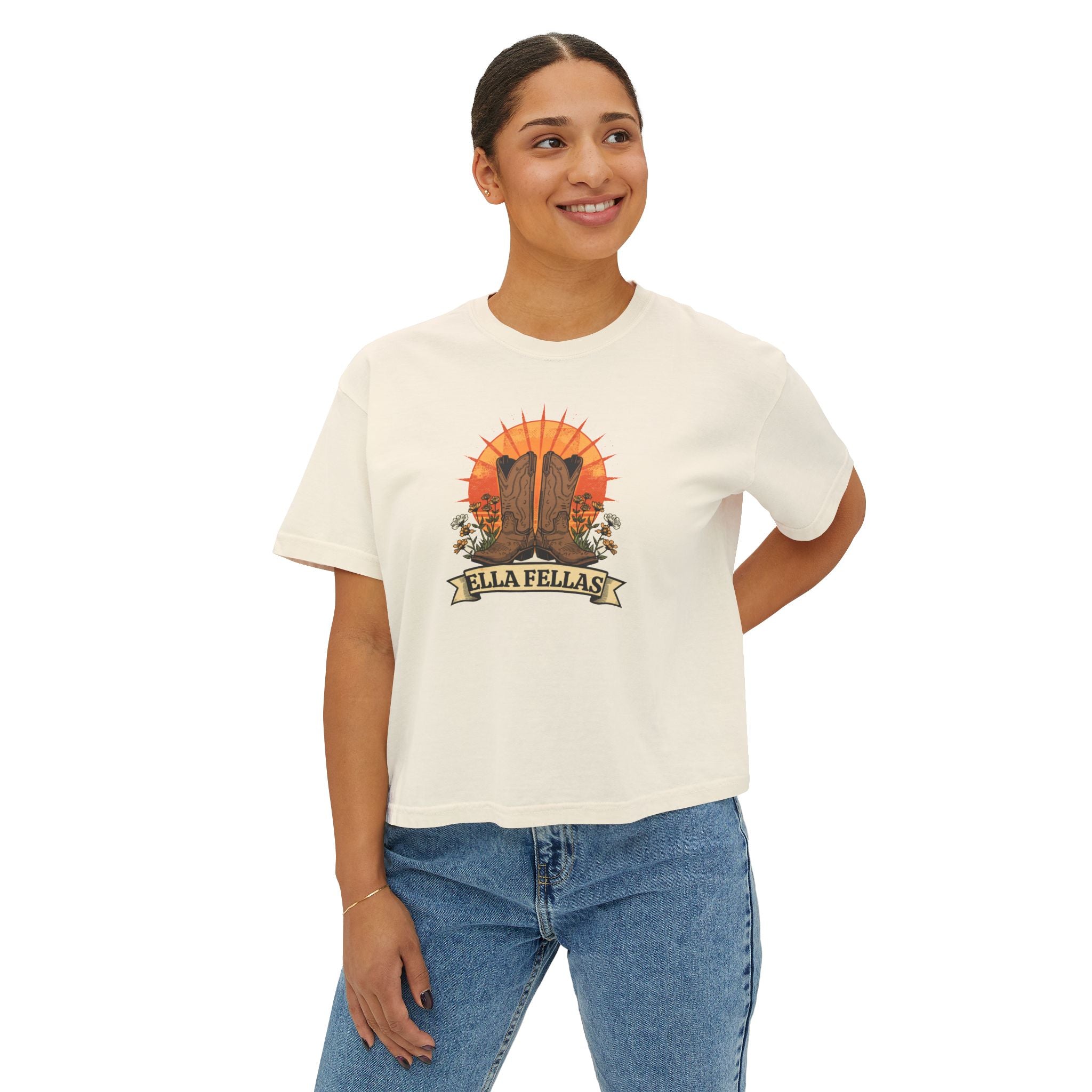 Boots and Banner Boxy Tee - Womens