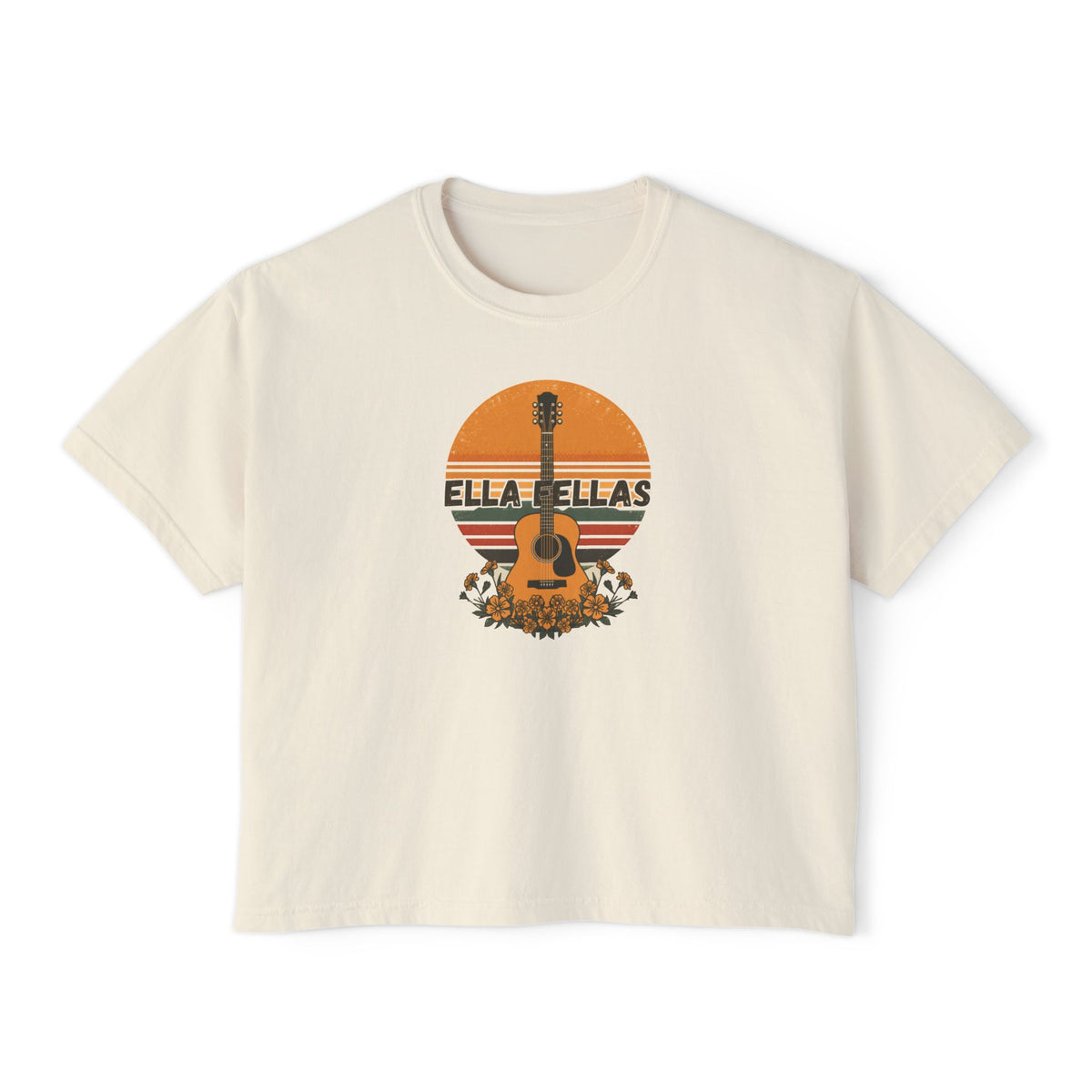 Guitar Sunset womens boxy tee in Ivory — Ella Fellas