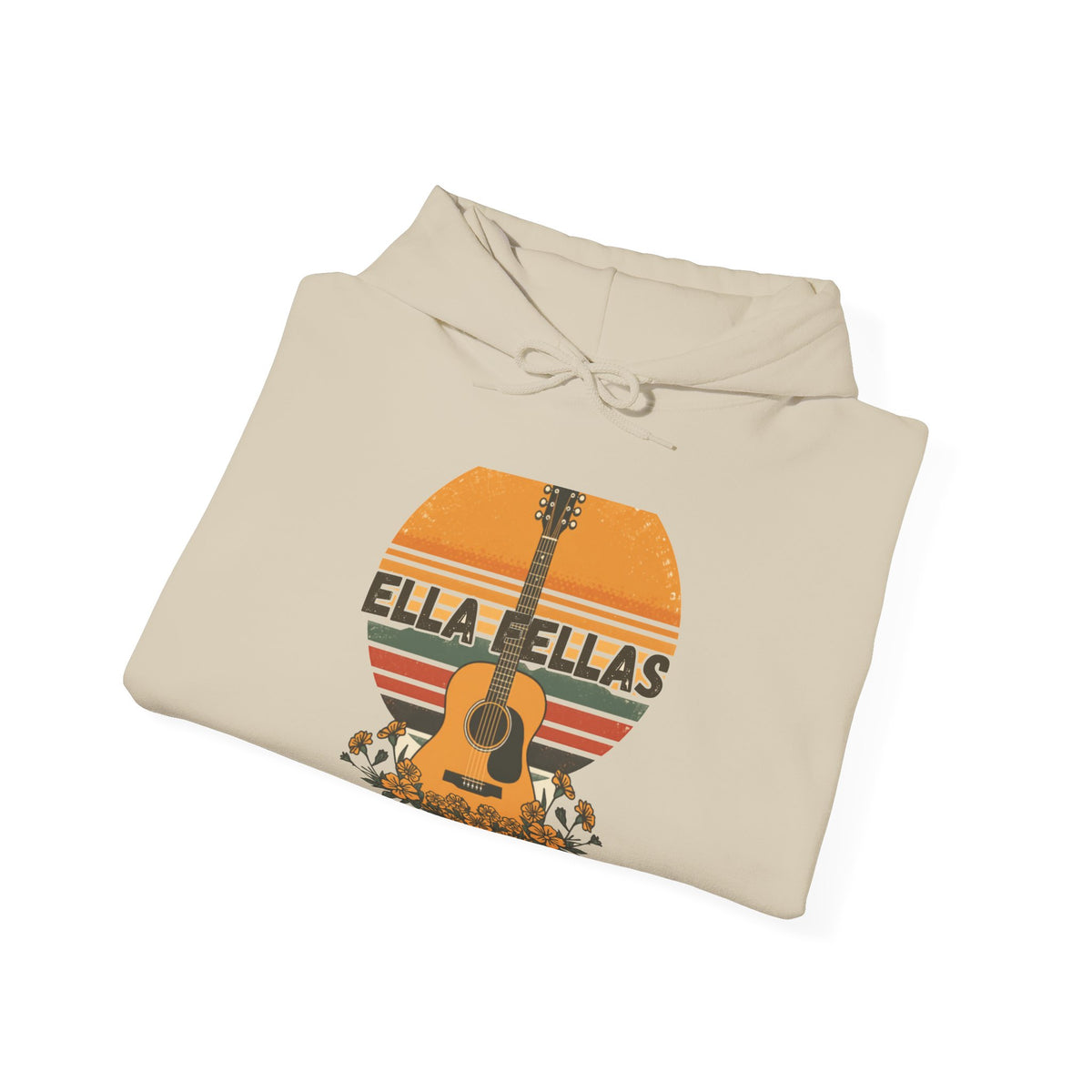 Guitar Sunset hoodie in Sand — folded