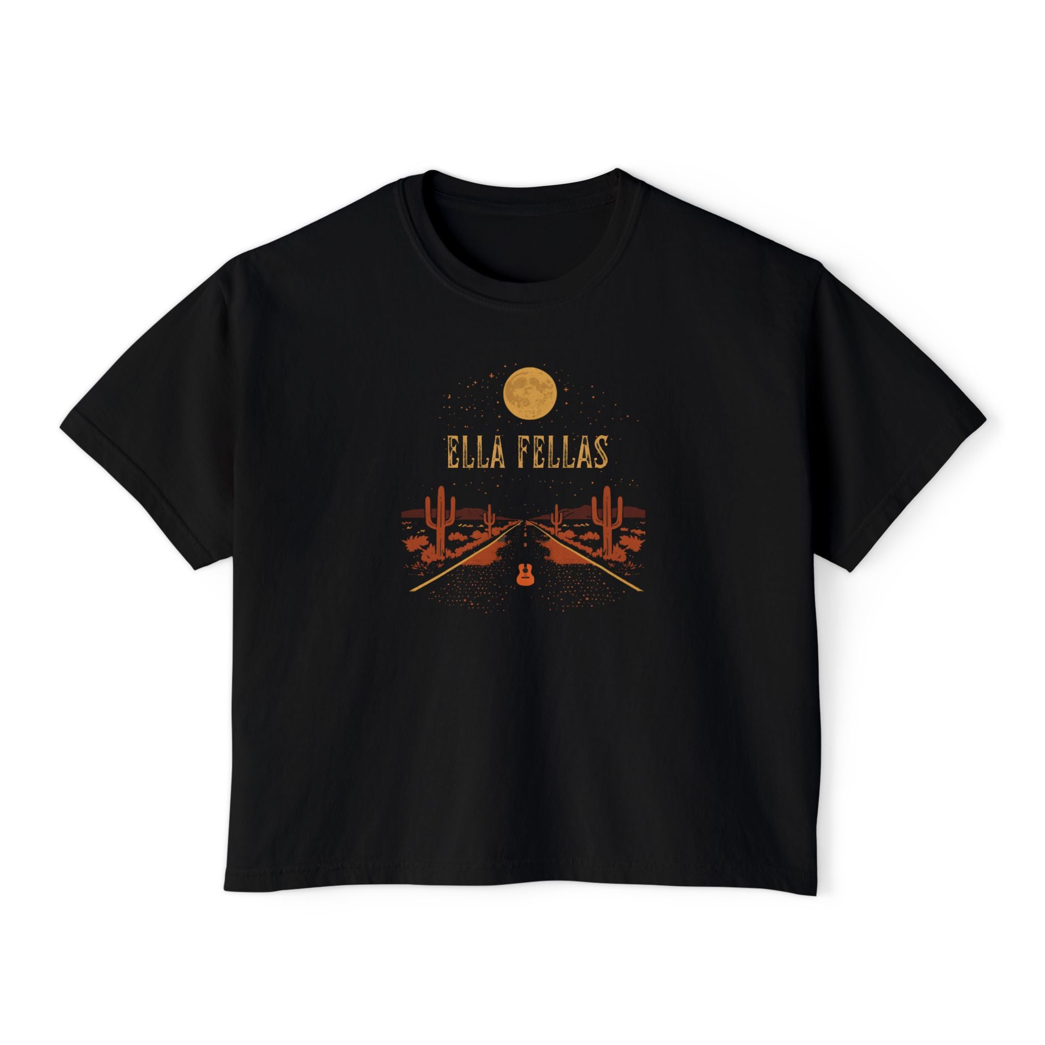 Desert Highway boxy tee in black — Ella Fellas