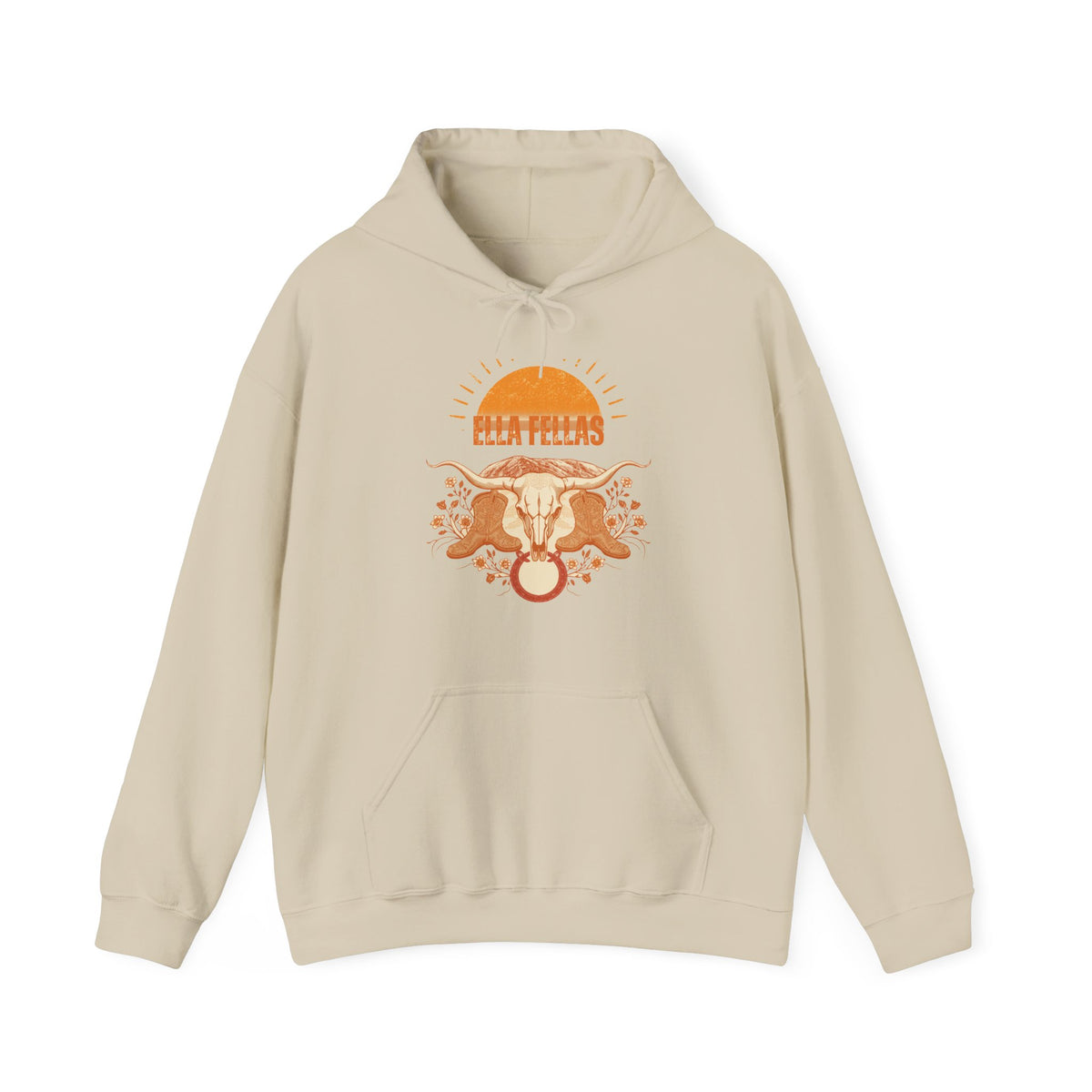 Longhorn Sunburst hoodie in Sand — Ella Fellas