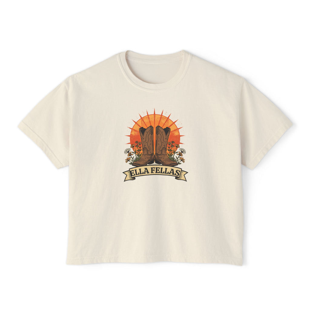 Boots and Banner boxy tee in ivory — Ella Fellas