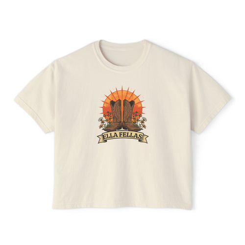 Boots and Banner boxy tee in ivory — Ella Fellas