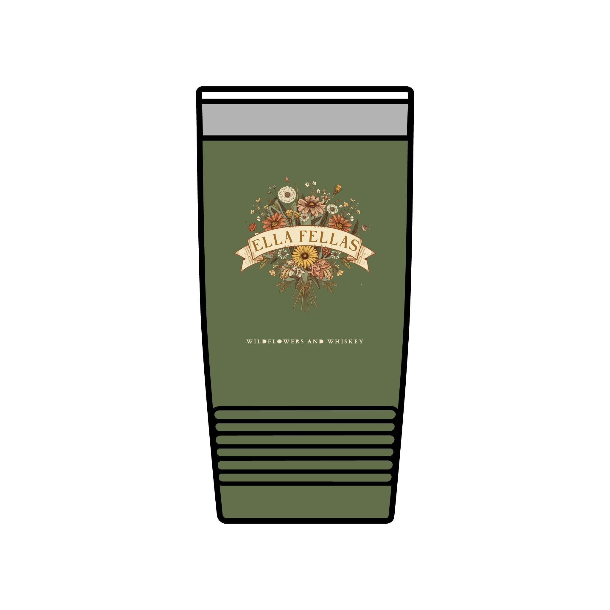 Olive Green | Wildflower Bouquet insulated tumbler front