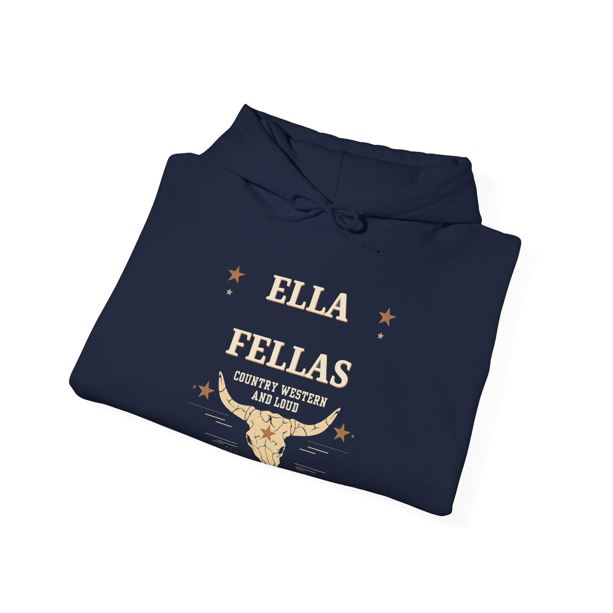 Rodeo Longhorn hoodie in Navy — folded