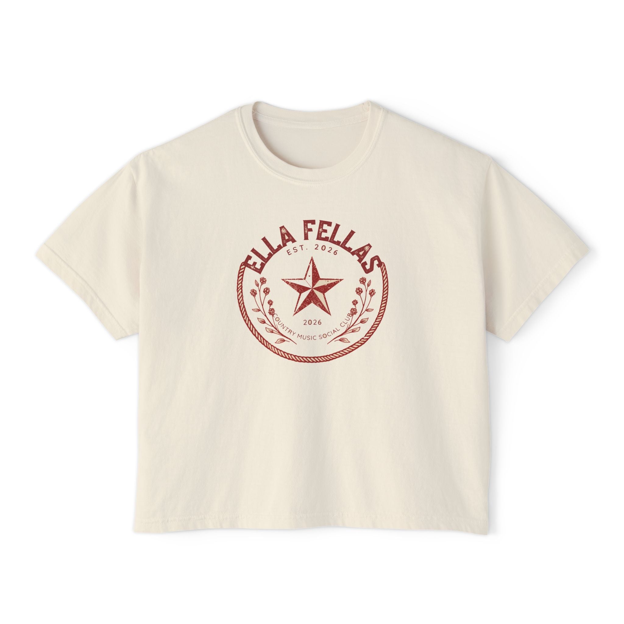 Rope Badge boxy tee in ivory — Ella Fellas