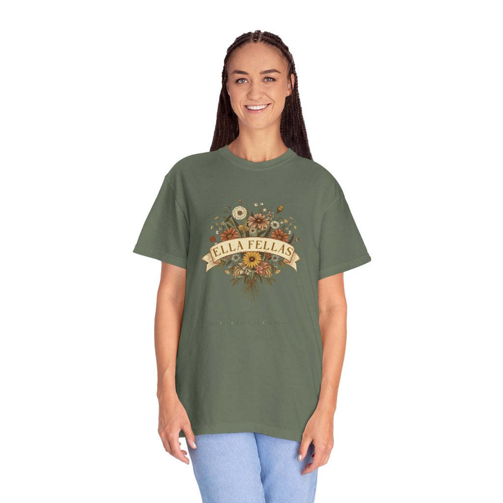 Woman wearing the Ella Fellas Wildflower Bouquet tee