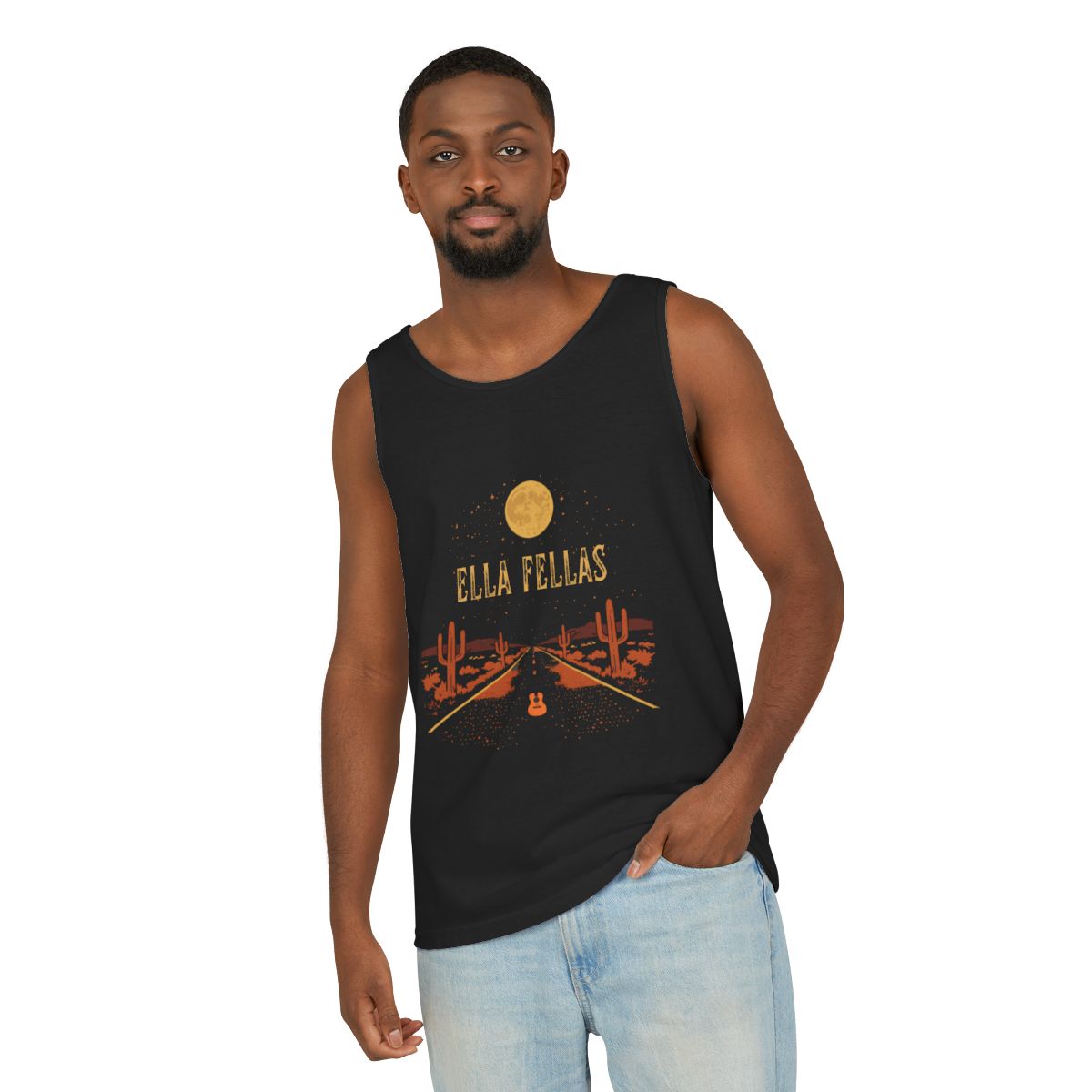 Man wearing the Ella Fellas Desert Highway tank top