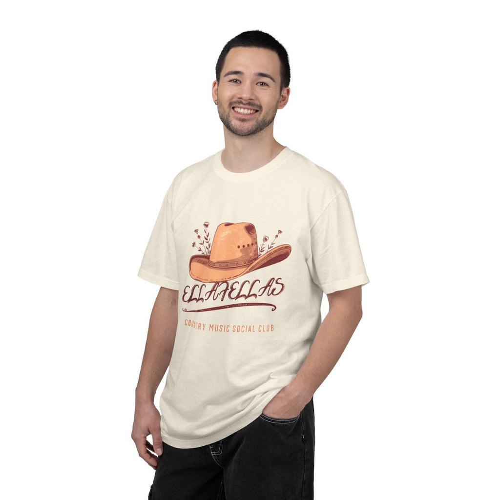 Man wearing the Ella Fellas Cowgirl Hat tee