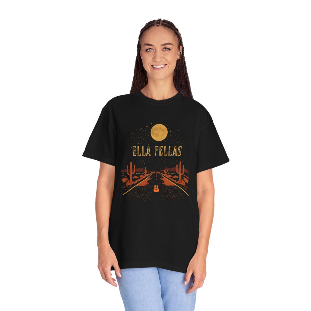 Woman wearing the Ella Fellas Desert Highway tee