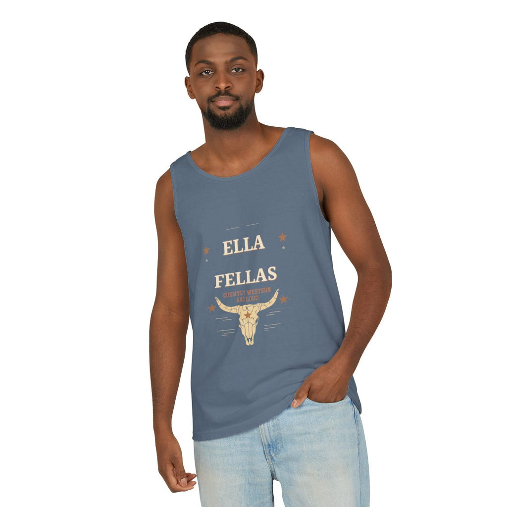 Man wearing the Ella Fellas Rodeo Longhorn tank top