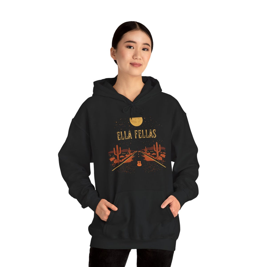 Woman wearing the Ella Fellas Desert Highway hoodie